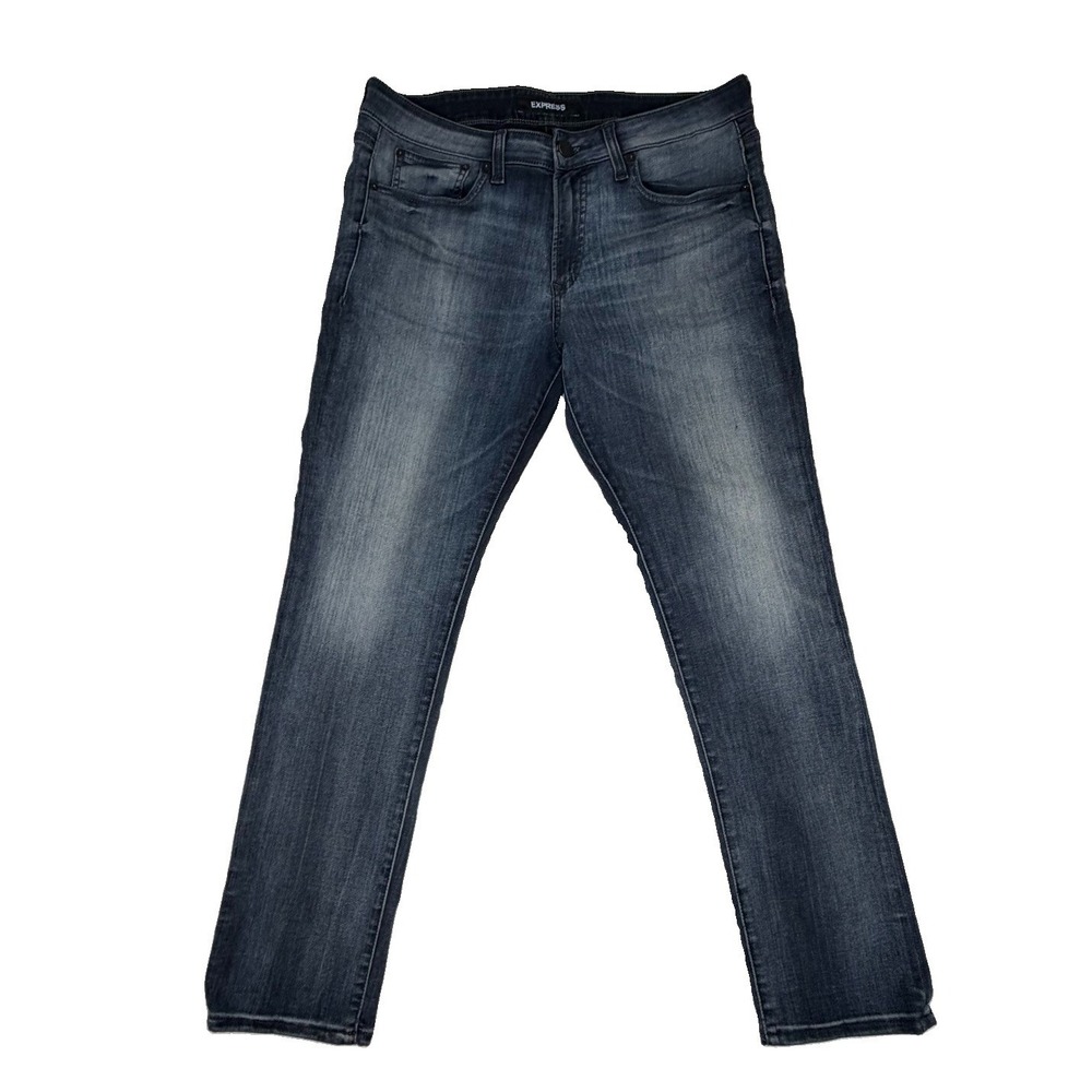 Express Men's Hyper Stretch Slim Jeans Sz 33x30 Whiskering Fade
